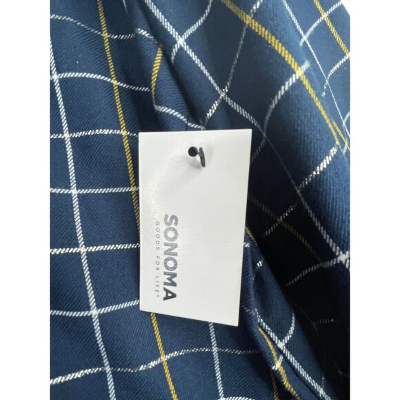 New Sonoma Plaid‎ Button Down Top size XXL Blue/Silver/Gold - Picture 3 of 10